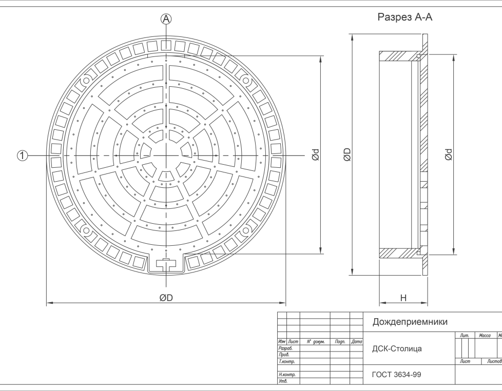 Дождеприемник круглый ДС2 плавающего типа (D400)